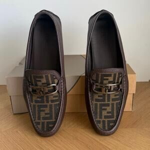 Fendi O’Lock Mixed Media Men Driving Loafer- SZ 9
